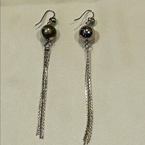 Elegant Silver and Green Dangle Earrings